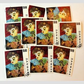 FRIMRKER DANMARK | 1999 - AFA 1219 - Frimrkekunst 2. - 10 stk. x 16,00 Kr. - Pnt hjrnestemplet