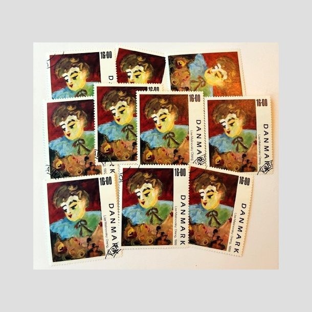 FRIMRKER DANMARK | 1999 - AFA 1219 - Frimrkekunst 2. - 10 stk. x 16,00 Kr. - Pnt hjrnestemplet