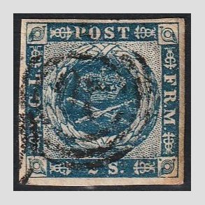 FRIMRKER DANMARK | 1854-57 - AFA 3 - 2 Skilling bl - Stemplet