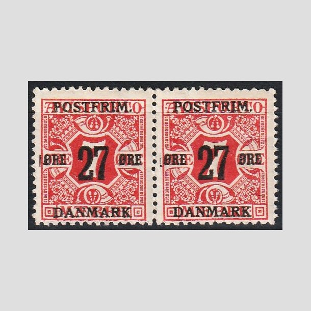 FRIMRKER DANMARK | 1918 - AFA 87 - 27 re/7 re rd provisorium i par - Postfrisk