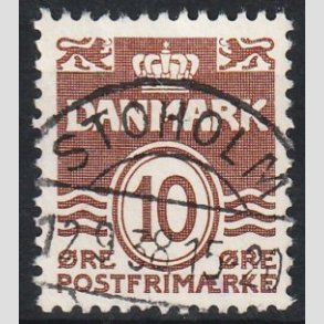 FRIM�RKER DANMARK | 1937-38 - AFA 235 - B�lgelinie 10 �re brun - Lux Stemplet Stoholm