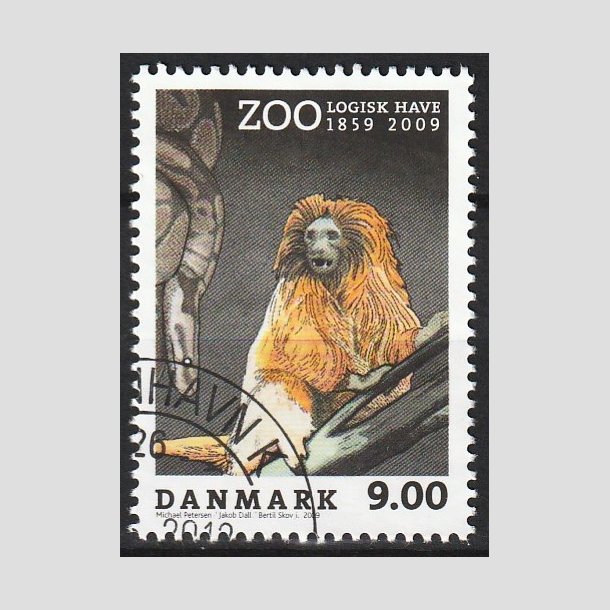 FRIMRKER DANMARK | 2009 - AFA 1581 - Zoologisk Have - 9,00 Kr. flerfarvet - Flot hjrnestemplet