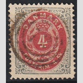 FRIMRKER DANMARK | 1871-74 - AFA 18 - 4 Skilling gr/rd - Stemplet