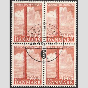 FRIMRKER DANMARK | 1953 - AFA 345 - Skamlingsbanken - 30 + 5 re i 4-blok - Pragt Stemplet
