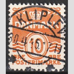 FRIM�RKER DANMARK | 1933 - AFA 202 - B�lgelinie 10 �re orange type IA - Lux Stemplet Kliplev
