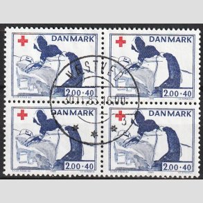 FRIMRKER DANMARK | 1983 - AFA 764 - Dansk Rde Kors - 2,00 Kr. + 40 re i 4-blok - Pragt Stemplet
