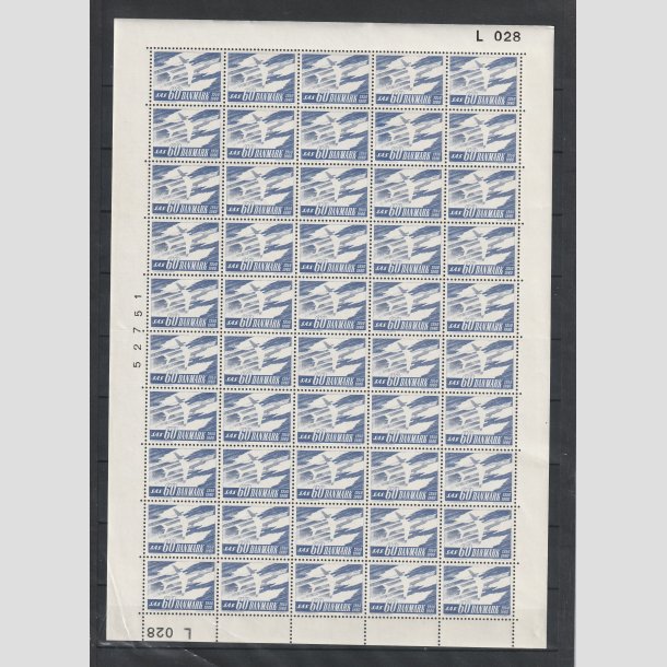 FRIMRKER DANMARK | 1961 - AFA 391F - SAS 10 r - 60 re bl Flour i let foldet ark - Postfrisk