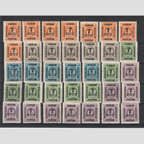 FRIM�RKER DANMARK | Bogtryk |  Lot diverse 7 �res provisorier - Ubrugt/Postfrisk