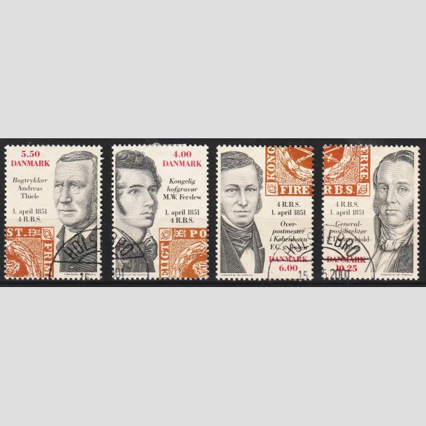 FRIM�RKER DANMARK | 2001 - AFA 1276-79 - Frim�rket 150 �r - 4,00 - i s�t - Pragt Stemplet