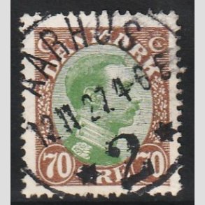 FRIM�RKER DANMARK | 1918-20 - AFA 108 - Chr. X 70 �re brun/gr�n - Lux Stemplet