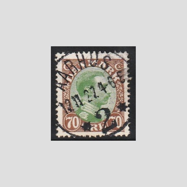 FRIM�RKER DANMARK | 1918-20 - AFA 108 - Chr. X 70 �re brun/gr�n - Lux Stemplet