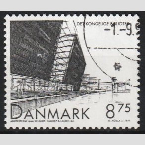 FRIM�RKER DANMARK | 1999 - AFA 1221 - Det Kongelige Bibliotek - 8,75 Kr. sort - P�nt Stemplet