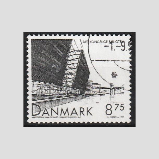 FRIM�RKER DANMARK | 1999 - AFA 1221 - Det Kongelige Bibliotek - 8,75 Kr. sort - P�nt Stemplet
