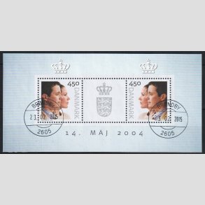 FRIM�RKER DANMARK | 2004 - AFA 1390 - Kongeligt bryllup. - Miniark flerfarvet - Pragt stemplet