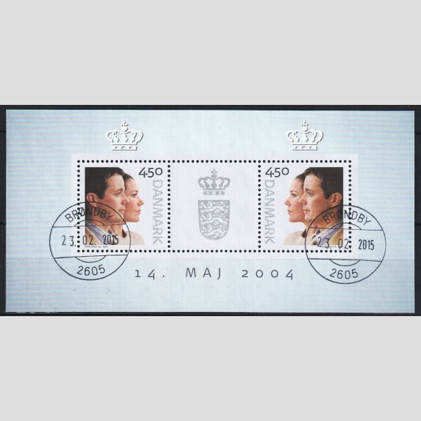 FRIM�RKER DANMARK | 2004 - AFA 1390 - Kongeligt bryllup. - Miniark flerfarvet - Pragt stemplet