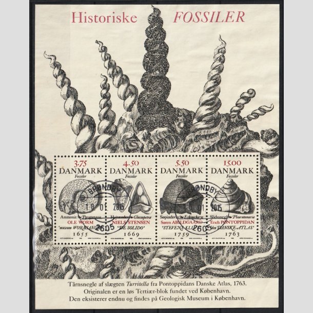 FRIM�RKER DANMARK | 1998 - AFA 1195 - Fossiler - 28,75 Kr. flerfarvet Miniark - Pragt Stemplet