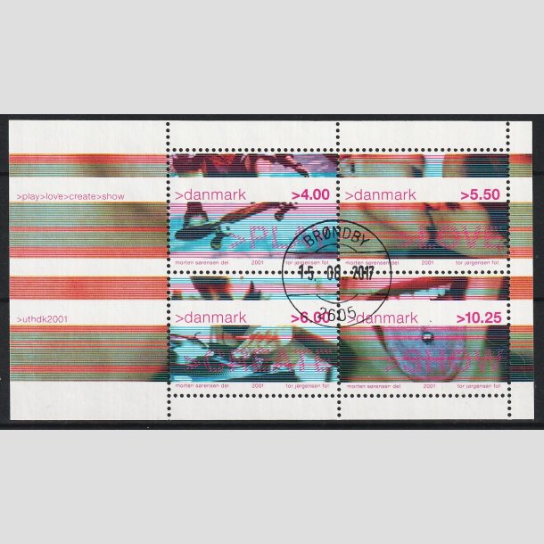 FRIM�RKER DANMARK | 2001 - AFA 1291 - Ungdomskultur - 25,75 Kr. miniark - Pragt Stemplet 