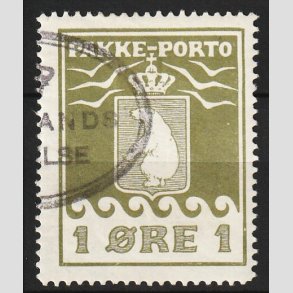 FRIM�RKER GR�NLAND | 1915 - AFA 4 - PAKKEPORTO - 1 �RE OLIVENGR�N - STEMPLET