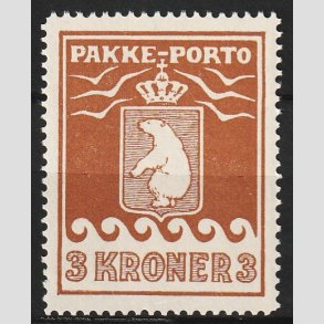 FRIM�RKER GR�NLAND | 1930 - AFA 12 - PAKKE-PORTO - 3 kr. brun - Postfrisk
