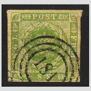 FRIM�RKER DANMARK | 1854-57 - AFA 5 - 8 Skilling gr�n - Stemplet