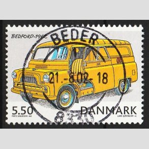 FRIM�RKER DANMARK | 2002 - AFA 1322 - Postk�ret�jer - 5,50 Kr. flerfarvet - Lux Stemplet Beder