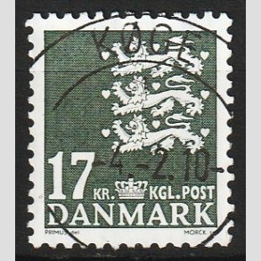 FRIM�RKER DANMARK | 2006 - AFA 1454 - Lille Rigsv�ben - 17,00 Kr. m�rkgr�n - Lux Stemplet K�ge