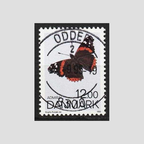 FRIM�RKER DANMARK | 1993 - AFA 1040 - Sommerfugle - 12,00 Kr. flerfarvet - Lux Stemplet Odder