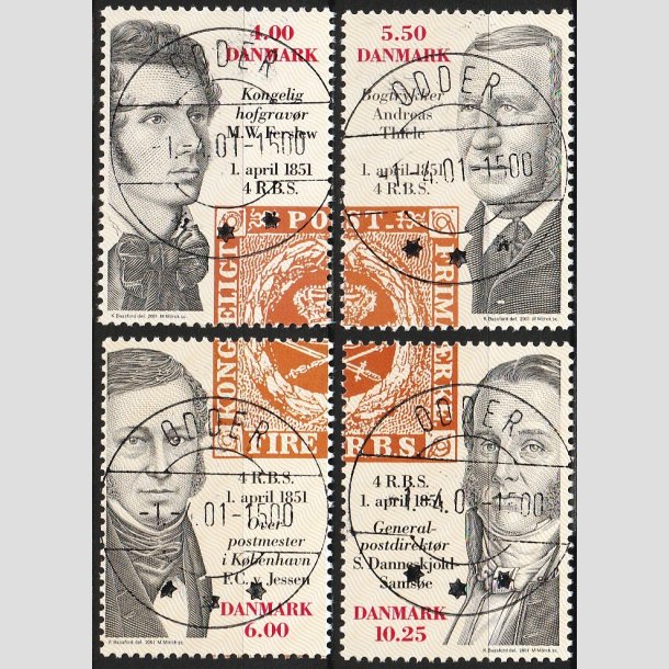 FRIM�RKER DANMARK | 2001 - AFA 1276-79 - Frim�rket 150 �r - Komplet s�t - Lux Stemplet Odder