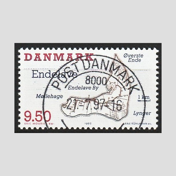 FRIM�RKER DANMARK | 1995 - AFA 1089 - Danske sm��er - 9,50 Kr. flerfarvet - Pragt Stemplet 