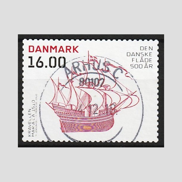 FRIM�RKER DANMARK | 2010 - AFA 1624E - Danske fl�de 500 �r - 16,00 Kr. - Pragt Stemplet