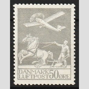 FRIM�RKER DANMARK | 1929 - AFA 181 - Gl. Luftpost 50 �re gr� - Ubrugt