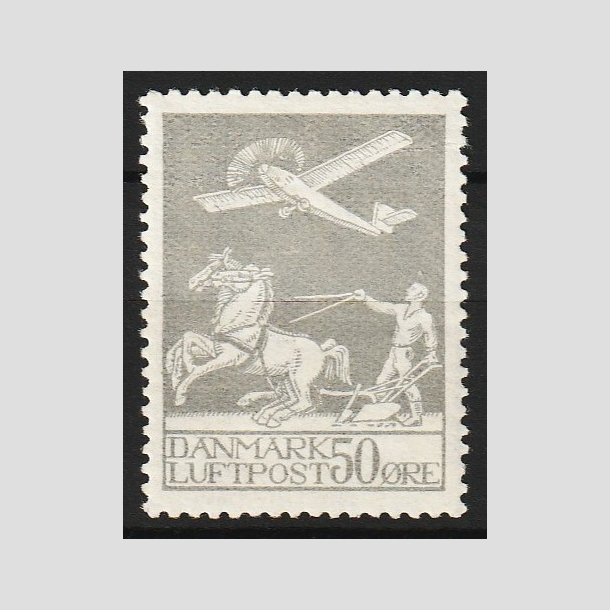 FRIM�RKER DANMARK | 1929 - AFA 181 - Gl. Luftpost 50 �re gr� - Ubrugt