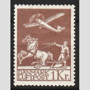 FRIM�RKER DANMARK | 1929 - AFA 182 - Gl. Luftpost 1 Kr. brun - Ubrugt