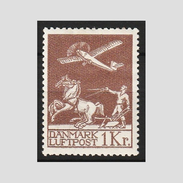 FRIM�RKER DANMARK | 1929 - AFA 182 - Gl. Luftpost 1 Kr. brun - Ubrugt