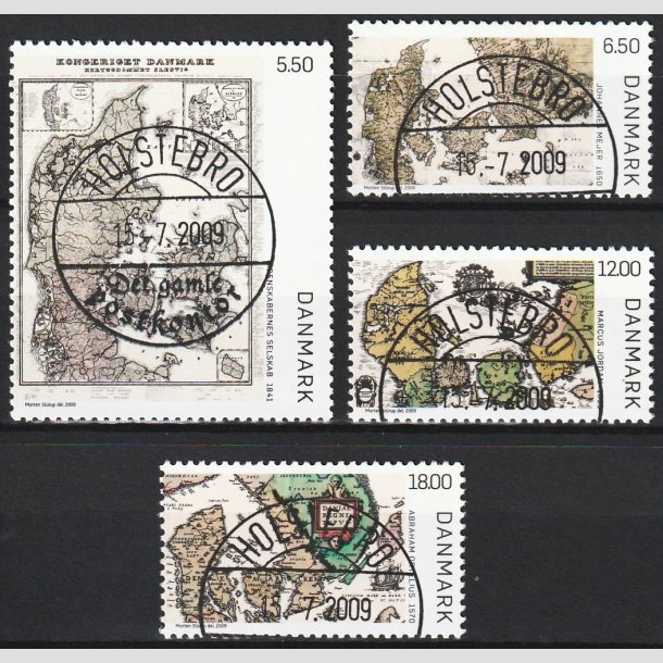 FRIM�RKER DANMARK | 2009 - AFA 1585-1588 - Gamle Danmarkskort - 5,50-18,00 Kr. i s�t - Lux Stemplet