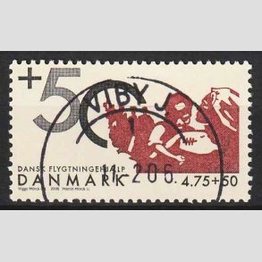 FRIM�RKER DANMARK | 2006 - AFA 1459 - Dansk flygtningehj�lp - 4,75+0,50 Kr. Afrika - Pragt Stemplet Viby J.