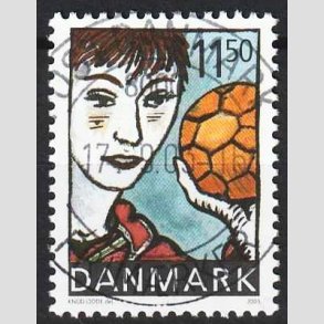 FRIM�RKER DANMARK | 2002 - AFA 1345 - Sport og ungdom - 11,50 Kr. H�ndbold - Pragt Stemplet