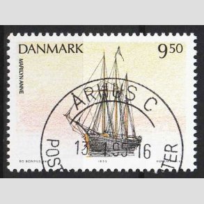 FRIM�RKER DANMARK | 1993 - AFA 1048 - Sejlskibe - 9,50 Kr. flerfarvet - Pragt Stemplet