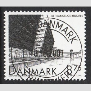 FRIM�RKER DANMARK | 1999 - AFA 1221 - Det Kongelige Bibliotek - 8,75 Kr. sort - Pragt Stemplet