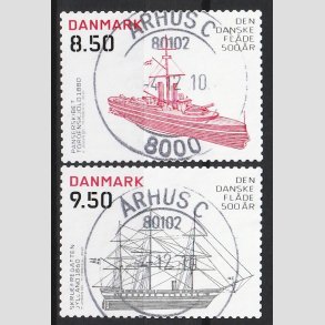 FRIM�RKER DANMARK | 2010 - AFA 1622E-23E - Danske fl�de 500 �r - 8,50 + 9,50 Kr. flerfarvet - Pragt Stemplet