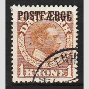 FRIM�RKER DANMARK | 1919-20 - AFA 4 - 1 Kr. gulbrun Postf�rge - P�nt Stemplet
