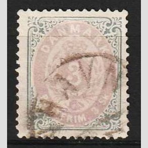 FRIM�RKER DANMARK | 1871-74 - AFA 17 - 3 Skilling gr�/lilla - Stemplet