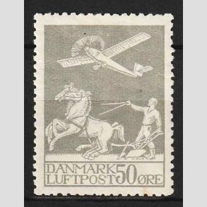 FRIM�RKER DANMARK | 1929 - AFA 181 - Gl. Luftpost 50 �re gr� - Ubrugt