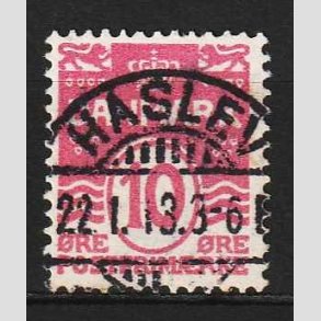 FRIM�RKER DANMARK | 1912 - AFA 65 - B�lgelinie 10 �re karminrosa - Lux Stemplet Haslev