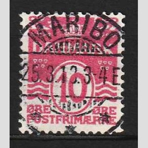 FRIM�RKER DANMARK | 1912 - AFA 65 - B�lgelinie 10 �re karminrosa - Lux Stemplet Maribo