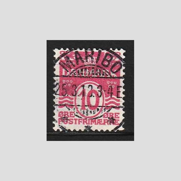 FRIM�RKER DANMARK | 1912 - AFA 65 - B�lgelinie 10 �re karminrosa - Lux Stemplet Maribo