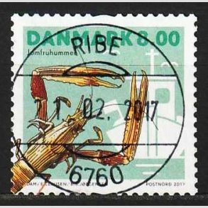 FRIM�RKER DANMARK | 2017 - AFA 1887 - Skaldyr - 8,00 kr. flerfarvet - Lux Stemplet Ribe