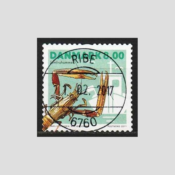 FRIM�RKER DANMARK | 2017 - AFA 1887 - Skaldyr - 8,00 kr. flerfarvet - Lux Stemplet Ribe