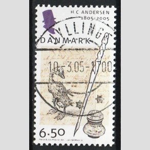 FRIM�RKER DANMARK | 2005 - AFA 1424 - H.C. Andersen - 6,50 Kr. Pen og bl�k - Pragt Stemplet Jyllinge