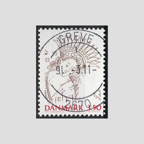 FRIM�RKER DANMARK | 1992 - AFA 1011 - Nordia 94 - 3,50 Kr. brun/r�d/gr� - Lux Stemplet